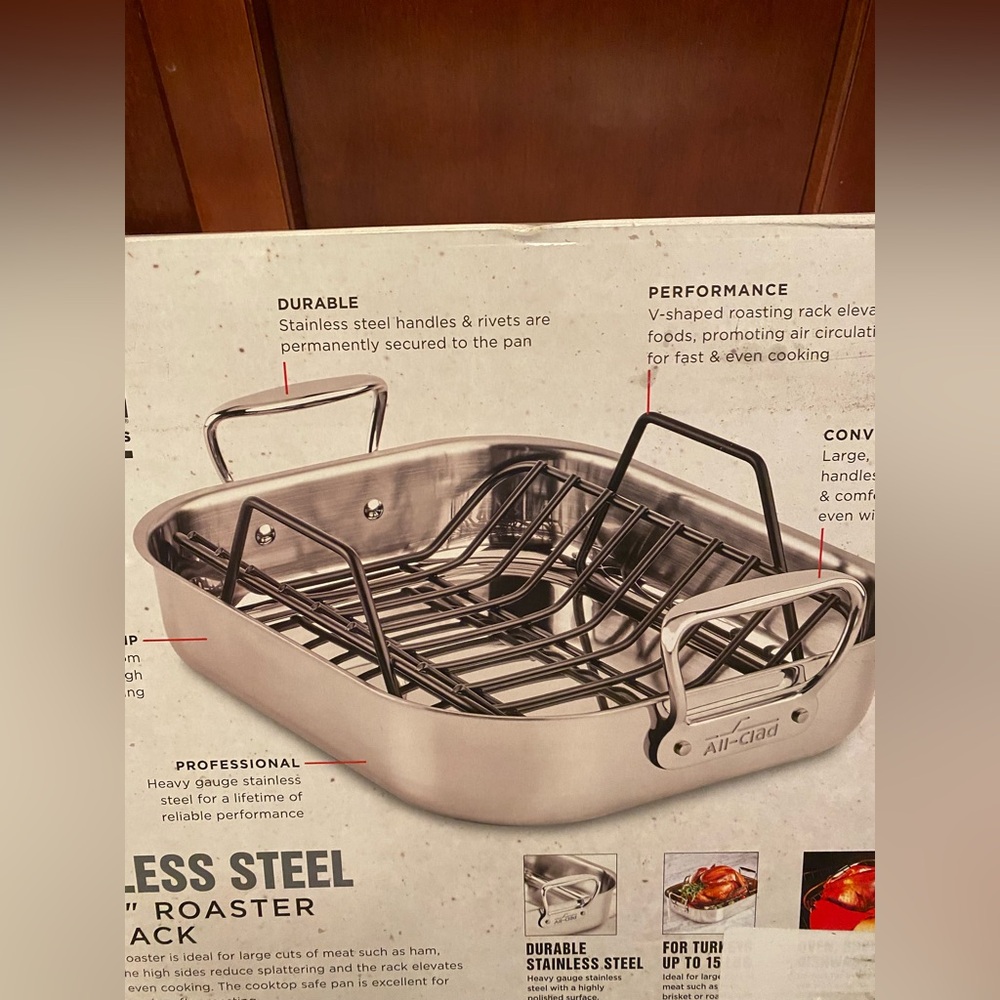 🆕 All-Clad Stainless Steel Roaster with Rack - Picture 4 of 9
